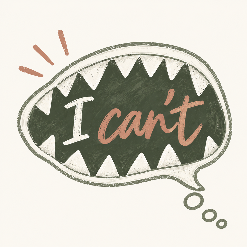 "I can't " coming from a monsters mouth looking bubble